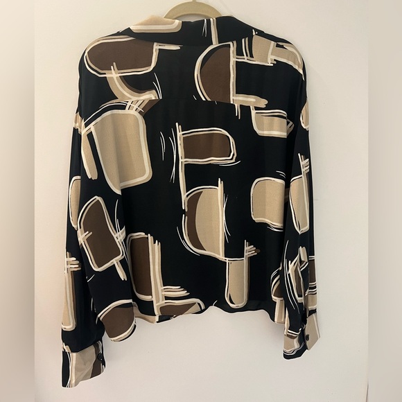 Zara Printed Geometric Print Crop Blouse - Picture 3 of 4